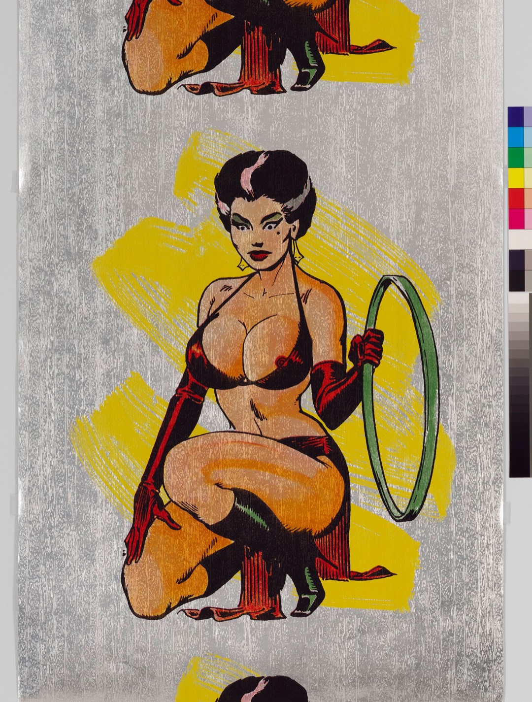 Das Motiv "Right Hand Lady" des Designers Allen Jones stammt aus der Kunstwand-Sammlung Xartwalls. Sie wurden von provminenten Künstlern entworfen und von der Marburger Tapetenfabrik hergestellt.<br> Hommage an die Tapeten der 70er