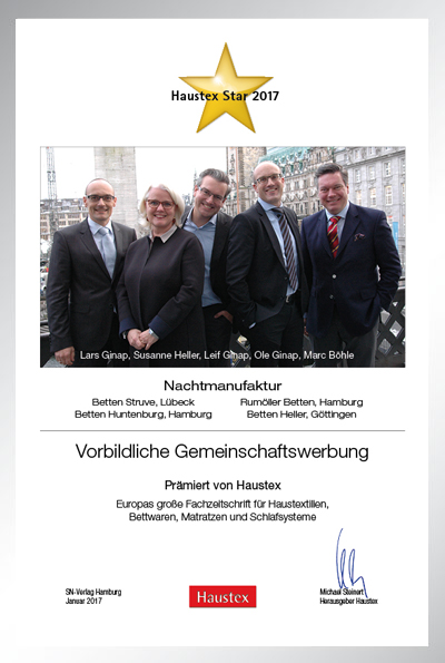 Nachtmanufaktur-Bettenfachhändler Urkunde Nachtmanufaktur