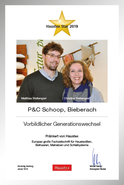 P&C Schoop-Bettenfachhändler Urkunde P&C Schoop