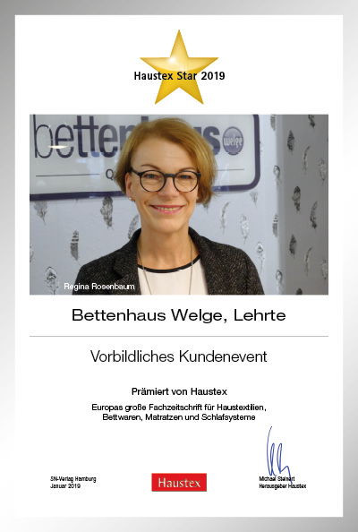 Bettenhaus Welge-Bettenfachhändler Urkunde Bettenhaus Welge