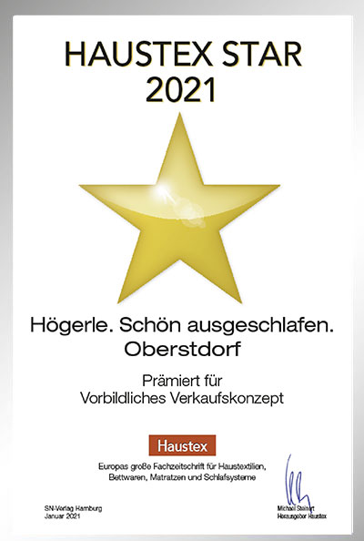 Högerle - schön ausgeschlafen-Bettenfachhändler Urkunde Högerle - schön ausgeschlafen