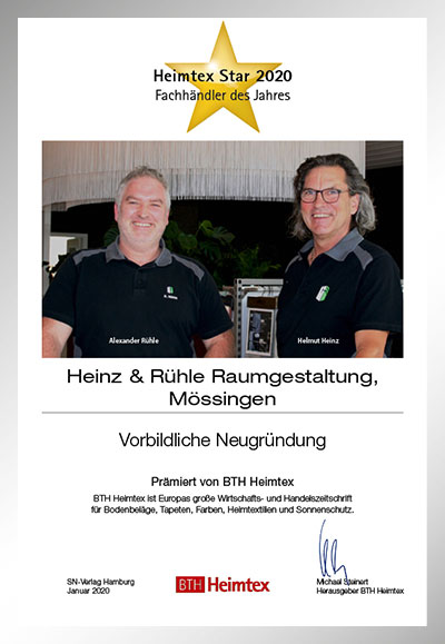 Heinz und Rühle Raumgestaltung GmbH-Bettenfachhändler Urkunde Heinz und Rühle Raumgestaltung GmbH