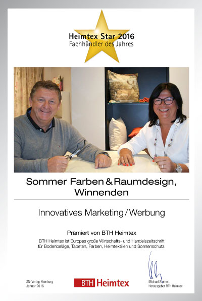 Sommer GmbH-Bettenfachhändler Urkunde Sommer GmbH