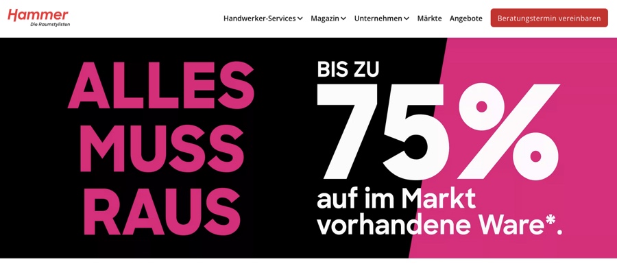 Der Totalräumungsverkauf bei Hammer soll bis Ende Mai 2026 abgeschlossen sein. Weiterhin kein Investor für Hammer Raumstylisten